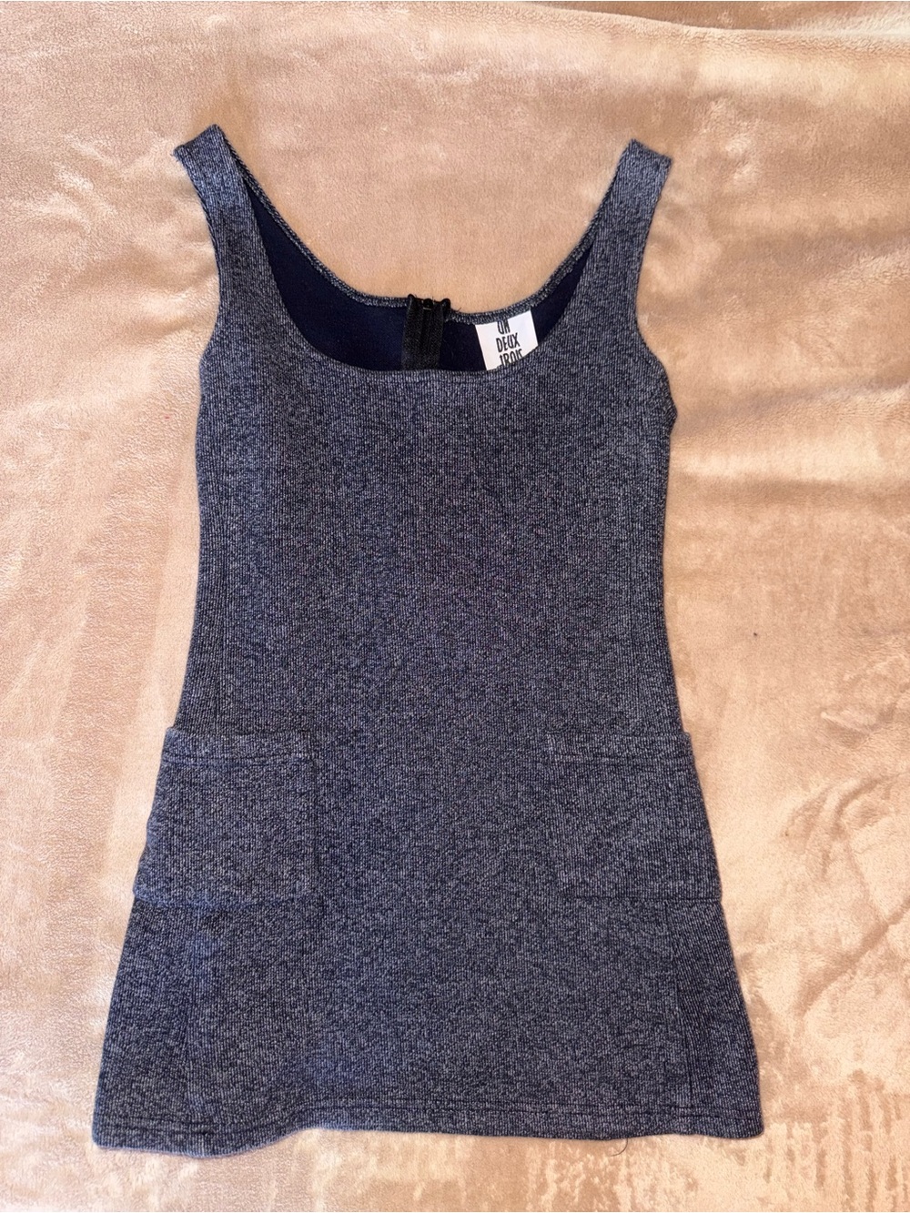 Un Deux Trois Heather Charcoal Knit Tunic with Front Pockets